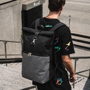 Roll top hátizsák - vízlepergető fekete-szürke BASIC (nagy méret) - táska & tok - hátizsák - roll top hátizsák - Meska.hu