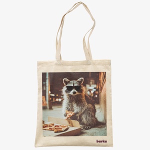 Pizza Raccoon vászontáska - mosómedve mintás tote bag - táska & tok - bevásárlás & shopper táska - shopper, textiltáska, szatyor - Meska.hu