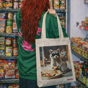 Pizza Raccoon vászontáska - mosómedve mintás tote bag - táska & tok - bevásárlás & shopper táska - shopper, textiltáska, szatyor - Meska.hu