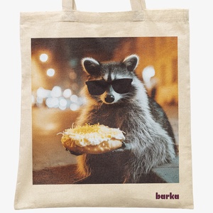 Lángos Raccoon vászontáska - mosómedve mintás tote bag - Meska.hu