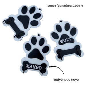 Pórázakasztó mancs és csont mintával (névvel kérhető) - otthon & életmód - kisállatoknak - kutyáknak - kutya póráz - Meska.hu