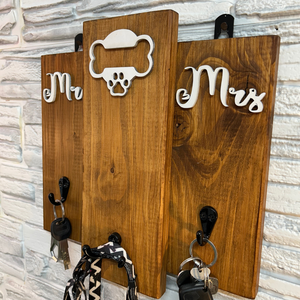 Mr Mrs kulcstartó fali konzol pórázakasztóval - otthon & életmód - kisállatoknak - kutyáknak - kutya póráz - Meska.hu