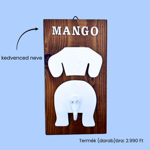 Tacskó mintás pórázakasztó (névvel kérhető), Otthon & Életmód, Kisállatoknak, Kutyáknak, Kutya póráz, Famegmunkálás, MESKA