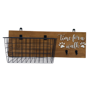 Kutyás fali konzol játéktároló kosárral és pórázakasztóval Time for a walk szöveggel - otthon & életmód - kisállatoknak - kutyáknak - jutalomfalat tartó - Meska.hu