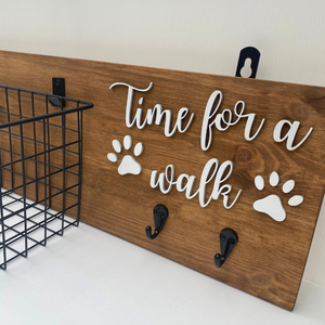 Kutyás fali konzol játéktároló kosárral és pórázakasztóval Time for a walk szöveggel - otthon & életmód - kisállatoknak - kutyáknak - jutalomfalat tartó - Meska.hu