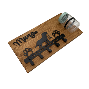 Labrador mintás fali konzol pórázakasztóval és jutalomfalat tartóval (névvel kérhető) - otthon & életmód - kisállatoknak - kutyáknak - kutya póráz - Meska.hu