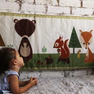 Skandináv erdő mintájú gyermek falvédő kiságy mellé 58x158 cm ágytakaró - otthon & életmód - babaszoba, gyerekszoba - falvédő gyerekszobába - Meska.hu