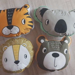 Állati jófej PÁRNA- vlasztott minta - tigris, koala, oroszlán, maci mintájú párnák gyerekeknek - otthon & életmód - babaszoba, gyerekszoba - gyerek díszpárna - Meska.hu