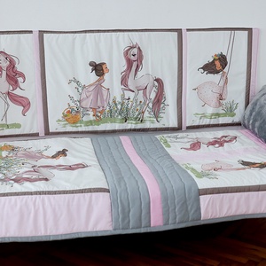 Unikornis álom mintával készült gyerekszoba szett falvédő-ágytakaró 100% pamutból patchwork technikával - otthon & életmód - babaszoba, gyerekszoba - Meska.hu