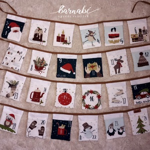 Zászlós adventi naptár-textil adventi kalendárium - otthon & életmód - dekoráció - fali és függő dekoráció - girland, zászlófűzér - Meska.hu