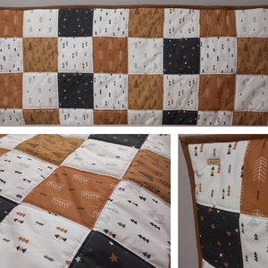Patchwork falvédő mustár-szürke-fehér színben - otthon & életmód - lakástextil - falvédő - Meska.hu