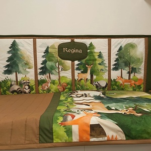 Textil falvédő - faliszőnyeg - Vadász színekben erdő mintával - Meska.hu