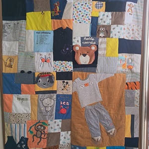 Patchwork EMLÉK-takaró babruhákból 130x200 cm - otthon & életmód - lakástextil - ágytakaró - Meska.hu