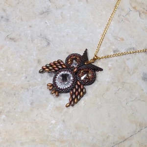 Aranyszemű bagoly ( Gyöngy bagoly medál) - ékszer - nyaklánc - medál - Meska.hu