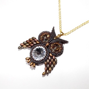 Aranyszemű bagoly ( Gyöngy bagoly medál) - ékszer - nyaklánc - medál - Meska.hu
