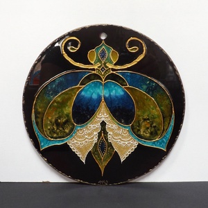Kékes-zöldes bogaram ( üvegkép, mandala) - művészet - festmény - üvegfestmény - Meska.hu