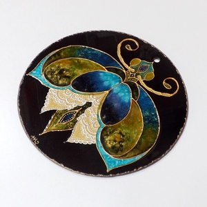 Kékes-zöldes bogaram ( üvegkép, mandala) - művészet - festmény - üvegfestmény - Meska.hu