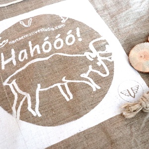 Rénszarvasos vászonzsák - otthon & életmód - papír, írószer - ajándékozás kellékei - ajándékzsák, csomagolás - Meska.hu