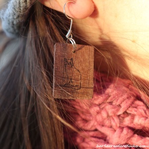 Macskás diófa fülbevaló - ékszer - fülbevaló - fülékszer - Meska.hu