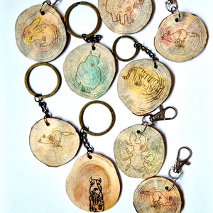 Állatos kulcstartók diófából/fenyőfából, Táska & Tok, Kulcstartó & Táskadísz, Kulcstartó, Famegmunkálás, Gravírozás, pirográfia, MESKA