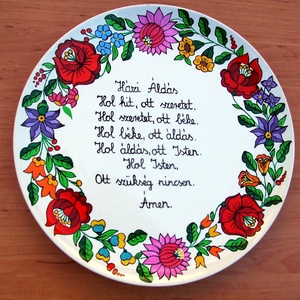 Házi áldásos porcelán kézzel festett tál . -  - Meska.hu