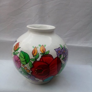 Kalocsai kézzel festett porcelán kis váza . - otthon & életmód - dekoráció - Meska.hu