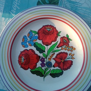 Kalocsai kézzel festett porcelán tányér . - Meska.hu