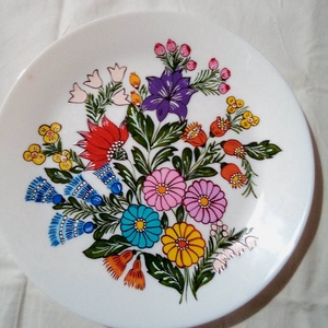 Kalocsai kézzel festett porcelán tányér . - Meska.hu