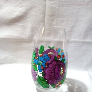 Kalocsai kézzel festett üveg váza ., Otthon & Lakás, Dekoráció, Virágdísz és tartó, Váza, Festett tárgyak, MESKA