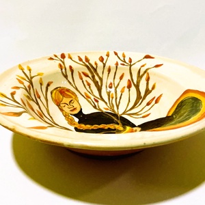 Női mintás kézzel festett mélytányér - otthon & életmód - konyhafelszerelés, tálalás - tálalás - tányér & étkészlet - Meska.hu