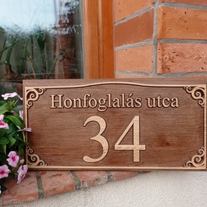 Házszámtábla fából 400x200 mm, Otthon & Életmód, Ház & Kert, Házszám, Famegmunkálás, MESKA