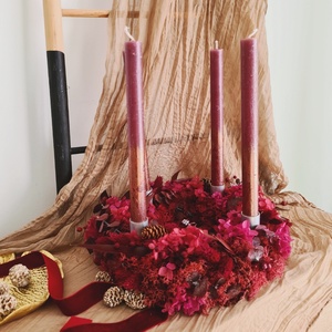 Adventi szárazvirág koszorú, Karácsony, Adventi díszek, Adventi gyertyadíszek és koszorúdíszek, Virágkötés, MESKA