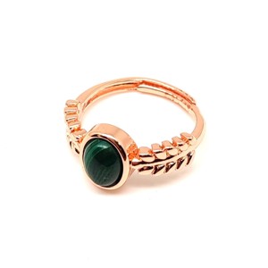 Malachit gyűrű levél 10x8 mm, rozéarany, állítható Zöld Örvény - Meska.hu