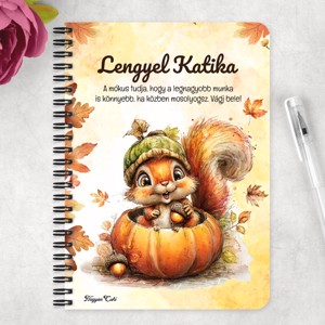 Személyre szabható - Cuki őszi kis mókus a tökben mintás A6-os füzet - otthon & életmód - papír, írószer - jegyzetfüzet & napló - Meska.hu