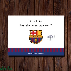 Keresztszülő felkérő lap - Leszel a keresztapukám, leszel a keresztanyukám + apró ajándékkal foci rajongóknak -  - Meska.hu