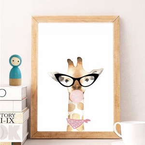 Babaszoba fali dekoráció, vicces hipster állatos - róka, mosómedve, nyuszi, zsiráf fali kép A4 méretben keret nélkül - otthon & életmód - dekoráció - kép & falikép - Meska.hu