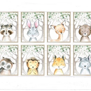 Babaszoba woodland fali dekoráció, erdei állatok - falikép A4 méretben keret nélkül, Otthon & Lakás, Dekoráció, Kép & Falikép, Poszter, Fotó, grafika, rajz, illusztráció, Papírművészet, Meska