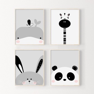 Babaszoba / Gyerekszoba falikép, cuki állatkákkal bálna, zsiráf, nyuszi, panda A4 méretben, KERET NÉLKÜL, Otthon & Lakás, Kép & Falikép, Dekoráció, Fotó, grafika, rajz, illusztráció, Meska