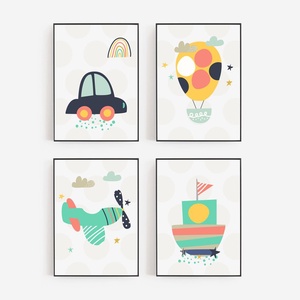 Babaszoba / Gyerekszoba falikép, autó, hőlégballon, repülő, hajó - A4 méretben, KERET NÉLKÜL, Otthon & Életmód, Babaszoba, gyerekszoba, Babaszoba kép, Fotó, grafika, rajz, illusztráció, MESKA