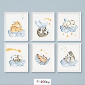 Babaszoba fali dekoráció, - zsiráf, lajhár, elefánt, panda, koala, mosómaci-  fali kép A4 méretben, keret nélkül, Otthon & Életmód, Dekoráció, Fali és függő dekoráció, Falra akasztható dekor, Fotó, grafika, rajz, illusztráció, Papírművészet, MESKA