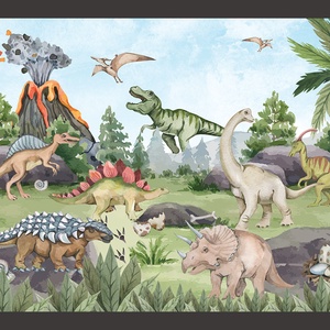 Dinoszauruszos poszter 50x70 cm - gyerekszoba dekoráció, kedves dínós dizájnnal, Otthon & Lakás, Dekoráció, Kép & Falikép, Poszter, Papírművészet, Fotó, grafika, rajz, illusztráció, Meska