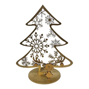 Arany rénszarvasos karácsonyi asztaldísz, Karácsony, Karácsonyi lakásdekoráció, Ünnepi asztaldekoráció, Famegmunkálás, Gravírozás, pirográfia, MESKA