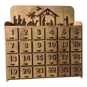 Fa adventi naptár  Betlehemes motívummal, tölgy színben - Meska.hu