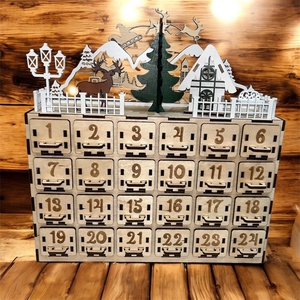 Mikulásos Fa Adventi Kalendárium Rénszarvasokkal  24 Fiókos Karácsonyi Dekor - karácsony - karácsonyi lakásdekoráció - ünnepi asztaldekoráció - Meska.hu