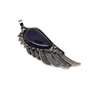 Angyalszárny medál fém Goldstone kék 2x6cm, Ékszer, Nyaklánc, Medál, , MESKA