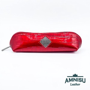 Meggy piros lakk krokkómintás rombusz swarovski köves bőr neszeszer / tolltartó K5023 - táska & tok - neszesszer - Meska.hu