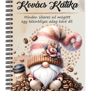 Személyre szabható - Kávés manó kávébabbal mintás A5-ös füzet, Otthon & Életmód, Papír, írószer, Jegyzetfüzet & Napló, , MESKA