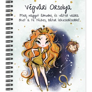 Személyre szabható - Vörös hajú Csini Oroszlán lány mintás A5-ös füzet, Otthon & Életmód, Papír, írószer, Jegyzetfüzet & Napló, , MESKA