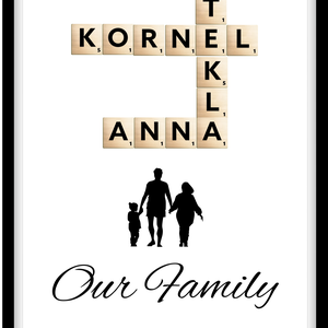 Scrabble betűkkel családi kép, Otthon & Életmód, Dekoráció, Fali és függő dekoráció, Felirat, , MESKA