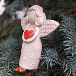 Kerámia angyalka - karácsony - karácsonyi lakásdekoráció - karácsonyi lakásdíszek - Meska.hu